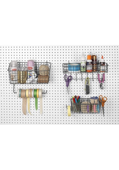 Diversified Pegboard & Duvara Monte Raf Sepeti Ve Kanca İstasyonu, 40,64 Cm U X 14,0 Cm G, Endüstriyel Gri Belirtilmemiş