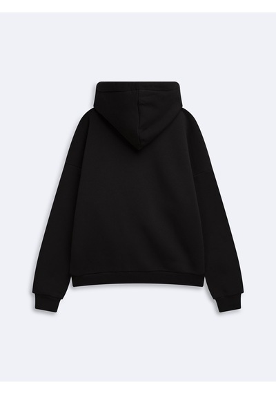 LTB Relaxed Fit Fermuarlı Kapüşonlu Siyah Sweatshırt