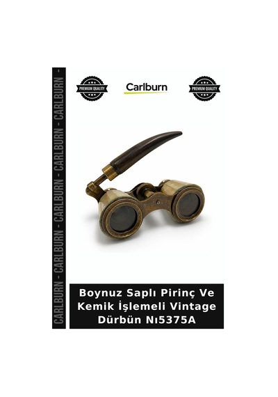 Boynuz Saplı Pirinç Ve Kemik İşlemeli Vintage Dürbün Nı5375a Masa Süsü Klasik Tarz Sanatsal Parça