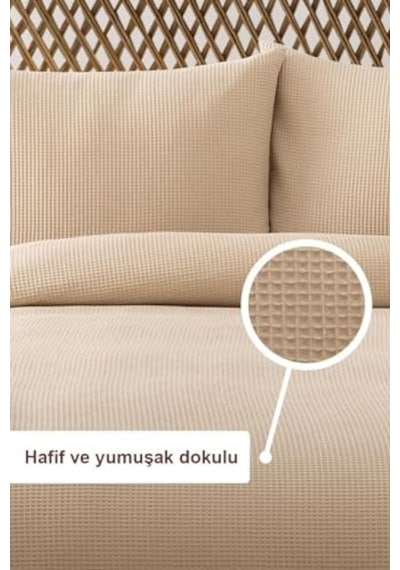 Waffle Çift Kişilik Pike Seti Bej 200x220 Cm Diğer