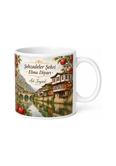 Amasya Yalıboyu Evleri Şehzadeler Şehri Elma Diyarı Nehir Kupa Bardak Hediye Beyaz / Çok Renkli