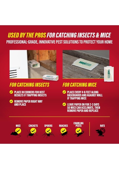 Max-catch Mouse & Insect Glue Trap 72pk, Mouse Traps Indoor For Home, Yapışkan Haşere Kontrolü Yapışkan Tepsi, Toksik Olmayan Dökme Yem Öncesi Tutkal Panoları