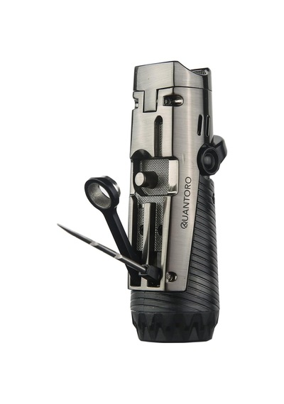 Quantoro Mgm04-9 Delicili İğneli Üçlü Jet Alev Gunmetal Çakmak Çok Renkli