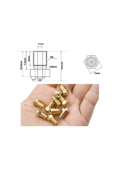 3d Yazıcı-printer M6 1.75mm / 0.4mm V5-v6 Pirinç Nozzle