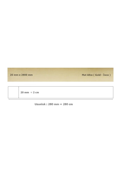 20 Mm X 2800 Mm Mat Altın Sibu Aynalı Pleksi Şerit Mobilya Süsü