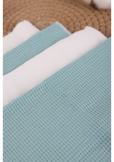 Vavbaby 7 Li Bebek Ağız Mendili Seti %100 Pamuk, Yumuşak Ve Emici Waffle Mint Yeşili