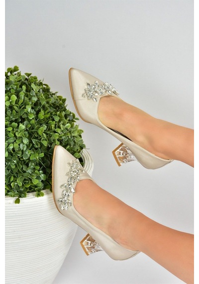 Fox Shoes Ten Saten Kumaş Taşlı Kadın Ayakkabı M246014004 Ten