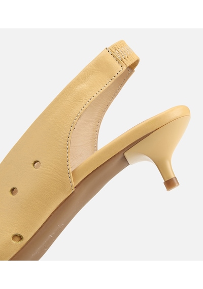 Hotiç Kadın Deri Sarı Delik Detaylı Arkası Lastikli Mini Topuklu Stiletto