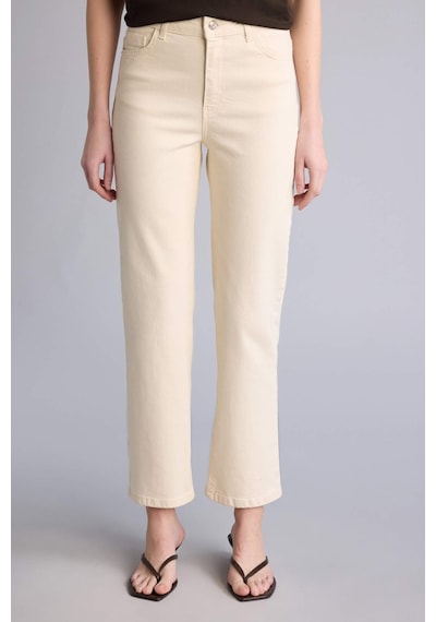 Defacto Comfort Straıght Yüksek Bel Bilek Boy Jean Pantolon F0064ax26smnm86 Ekru-nm86