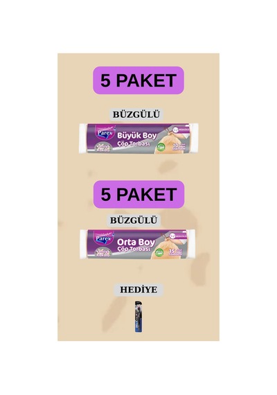 Büzgülü Çöp Torbası Büyük Boy 65x80 Orta Boy 55x60 Prx040