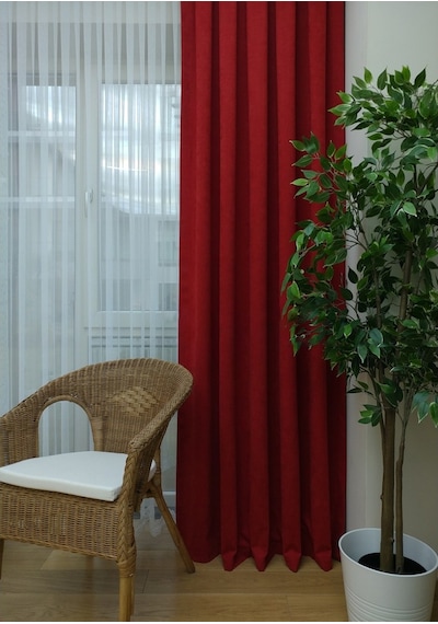 Evdepo Home Kırmızı Fon Perde Tek Kanat (536589338) Kırmızı