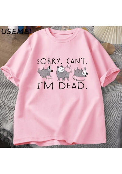 Flood Of Style Opossum Sevgilisi İçin Possum T Shirt Komik Grafik T-shirt Anksiyete Saldırı T Shirt Pamuk Kı Pembe