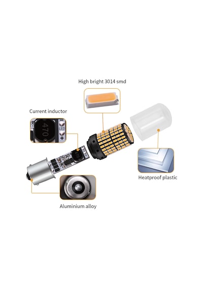 1156 P21W 144 Led Sinyal Lambası Led Işık Güçlü Aydınlatma 2 Adet