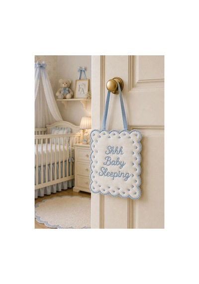 Keten Bebek Uyku / Baby Sleeping Kapı Yastığı Mavi