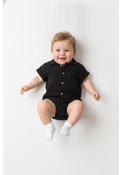 Tiffany Baby & Kids Müslin Black Tasarımlı Gömlek Siyah