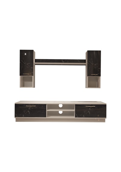 Decoraktiv Eko 5dab Mdf Dvd Tv Ünitesi Tv Sehpası Beyaz - Siyah Mermer