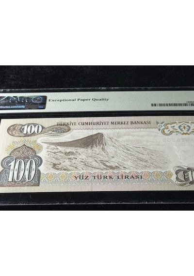 Türk Lirası Pmg 67 Epq Superb Gem Unc 100 Lira P 189b 1970 Nd 1979 S/n H09 6. Emisyon 2. Tertip