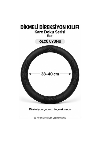 Trobus Ford Transit Connect 2024 Ve Sonrası Uyumlu Dikmeli Direksiyon Kılıfı Kare Doku Siyah