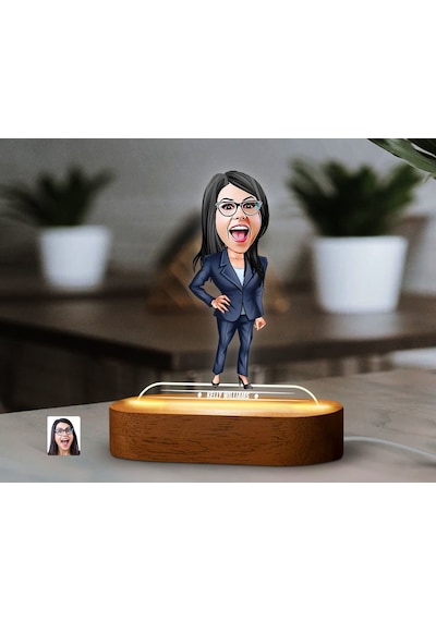 Bk Gift Kişiye Özel Kadın Karikatürlü Dekoratif 3d Biblo Led Işıklı Gece Lambası-11, Sevgiliye Hediye, Arkadaşa Hediye, Doğum Günü Hediyesi Kobitmeyen