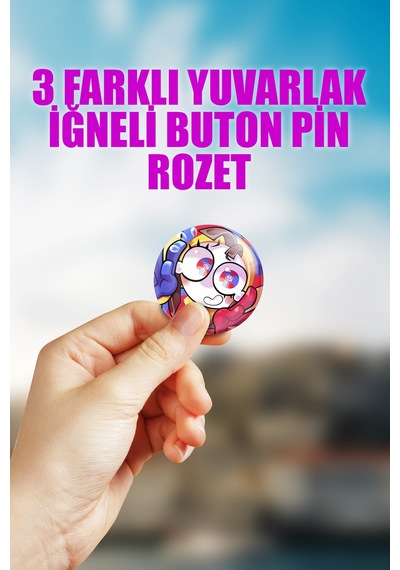 Tadc The Amazing Digital Circus Anime Animasyon Çanta Süsü Rozet İğneli Buton Rozet Seti 3 Adet Çok Renkli