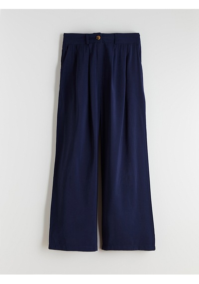 Lcw Modest Lacivert Loose Fit Geniş Paça Kadın Pileli Pantolon