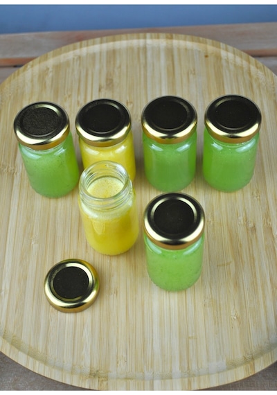 6 Adet Şeffaf Cam Shot Detoks Şişesi 67 Ml Sızdırmaz Gold Metal Kapaklı Mini Kavanoz