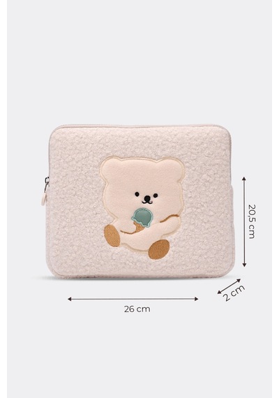Mussen Teddy Bear Tablet Kılıfı 10 & 11 İnç Uyumlu Bej