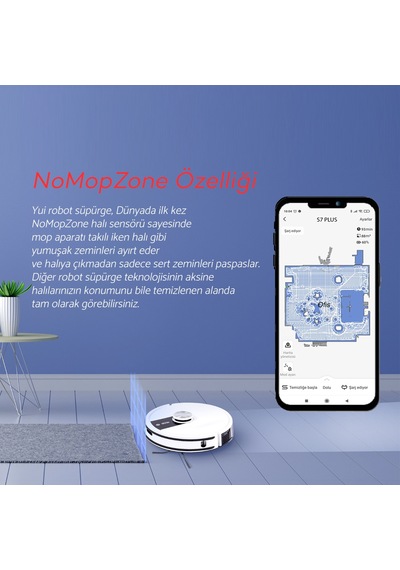 Yui S7 NoMopZone Özellikli Akıllı Robot Vacuum&Mop Süpürge Siyah