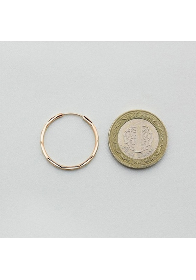 Pembe Altın Kalem İşli Halka Küpe Çapı: 2.6 Cm Pembe Altın