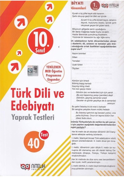 Nitelik - 10. Sınıf Türk Dili Ve Edebiyatı Yaprak Testleri