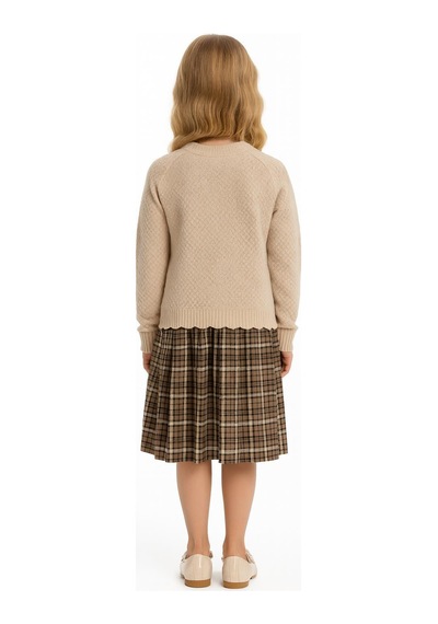Xo Kids Kız Çocuk Elbise 8-12 Yaş 4067 Bej