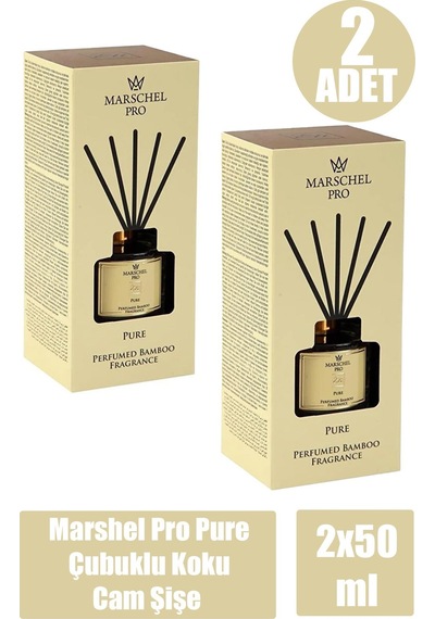 Marshel Pro Pure Çubuklu Koku Cam Şişe 50 Ml 2 Adet vanilya