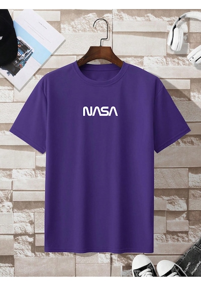 Uyguntarz Unisex Nasa Baskılı T-shirt Mor