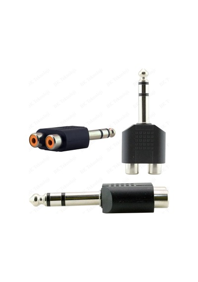 6.35mm 1/4 Erkek Stereo to 2RCA Dişi Çevirici Adaptör