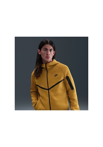 Nike Tech Fleece Tam Fermuarlı Kapüşonlu Sarı