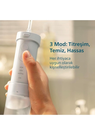 Kompakt Ağız Duşu, 3 Modlu, 200ml Su Hazneli, Usb Şarjlı, 360 Başlık, Titreşim Ve Hassas Temizlik, Hx3333/24
