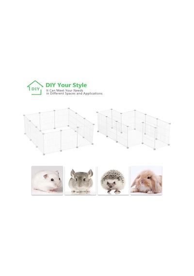 Hodbehod 12 Panel Metal Beyaz Hayvan Oyun Kafesi Kedi Kuş Evcil Hayvan