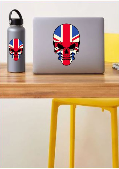 İngiliz Bayraklı Kuruafa Sticker - Araba Oto Motosikletkaravan Sticker - 00111 20x13 Cm