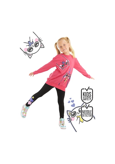 Denokids Kanka Kediler Kız Çocuk T-shirt Tayt Takım