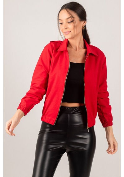 Armonika Kadın Kırmızı Önü Fermuarlı Gabardin Mont Arm-22k001068