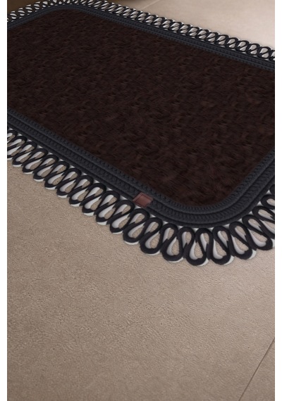 Banyo Paspası Takımı 70x110+50x70 Cm Dış Trikot Acı Kahve & Siyah