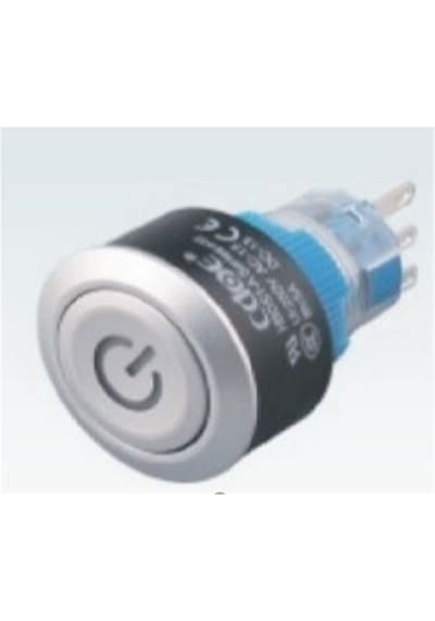 22Mm Sarı Yaylı Buton Ledli (Power Simge) 10V-30V 5P
