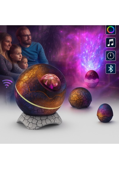 Yaratıcı Dinozor Yumurtası Led Yıldız Galaxy Uyumlu Projektör Gece Lamba