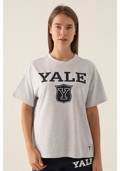 Yale Emblem Kar Melanj Kadın T-shirt 5274-42818 Kar Melanj
