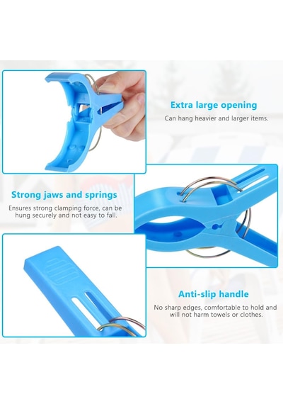 Vicloon Banyo Havlusu Klipsleri 6 Adet Büyük Clothespins Havlu Klipsleri Plaj Havlusu Klipsleri Plaj Ve Şezlonglarda Genel