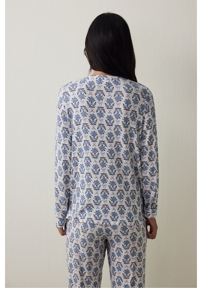 Penti Çiçek Baskılı Tea Time Termal Etkili Sweatshirt Pijama Üstü