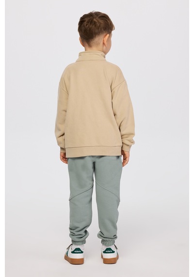 Panço Erkek Çocuk Fermuarlı Bej Sweatshirt Krem