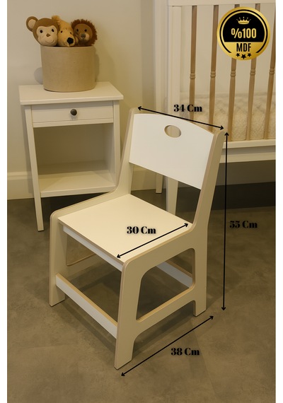 Çocuk Aktivite Masası Sandalyesi %100 Mdf Beyaz
