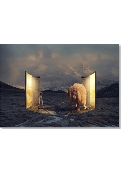 Cakasepetim Uyurgezer Kız Ve Narnia Aslanı Ahşap Mdf Tablo