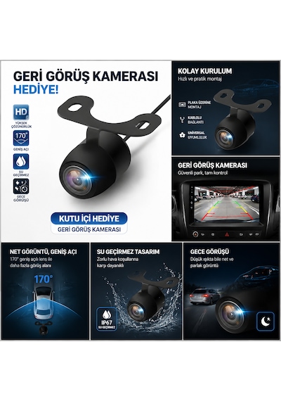 Ford Focus 3/4 2012-2018 9'' Android Multimedya 6gb Ram 128gb Hafıza Kablosuz Carplay Android Auto Gps 9"